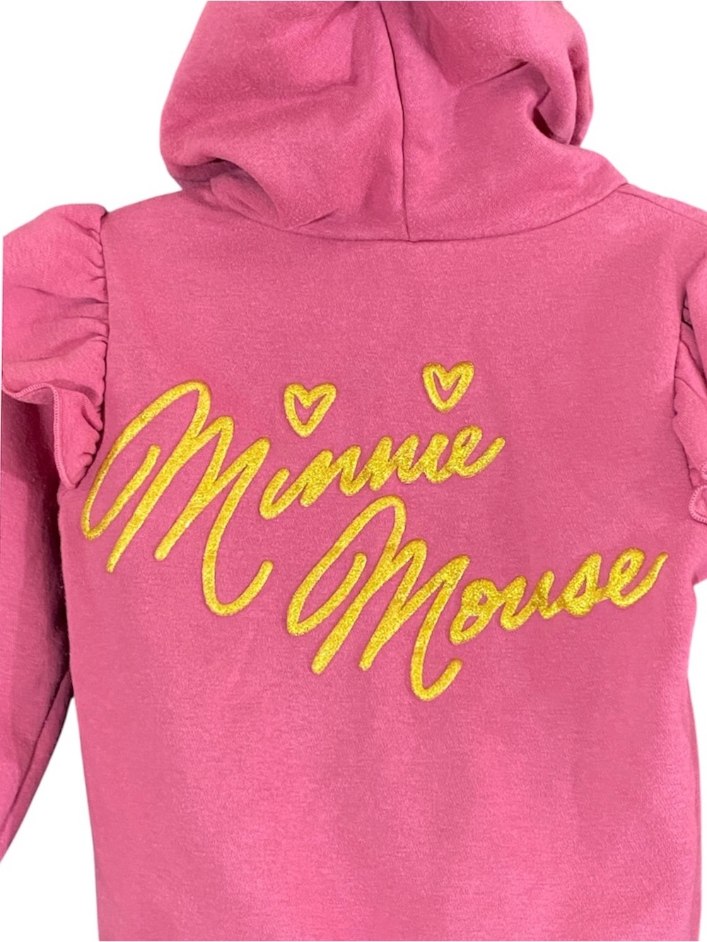 Disney Junior Minnie Mouse Pink Ruffle Zip Up Sweatshirt With Ears Size 4T - Picture 2 of 10